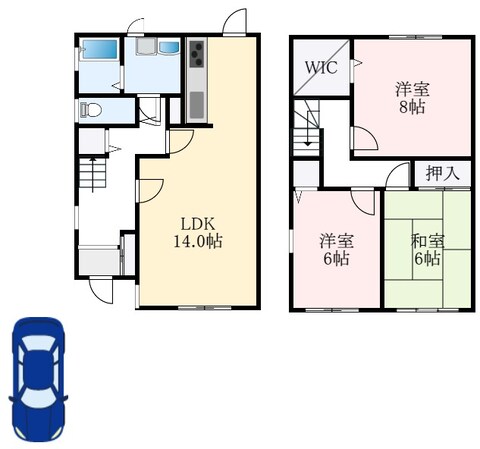 川西駅 徒歩16分 1-2階の物件間取画像